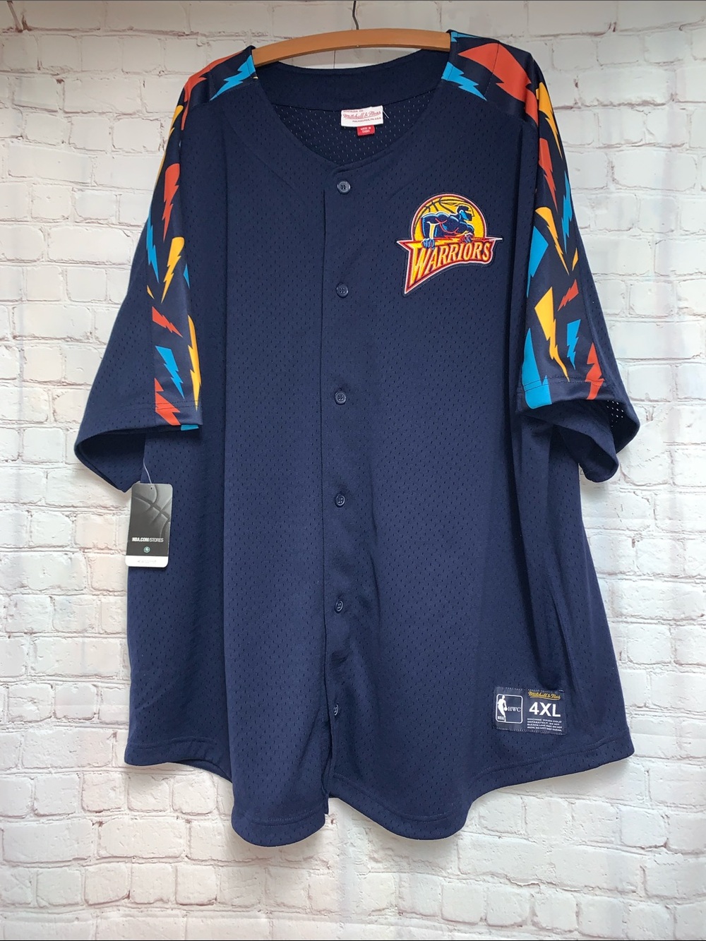 NEW RARE Warriors Golden State Thunder Lightning Winning Team Mesh Jersey 4X - Picture 1 of 6